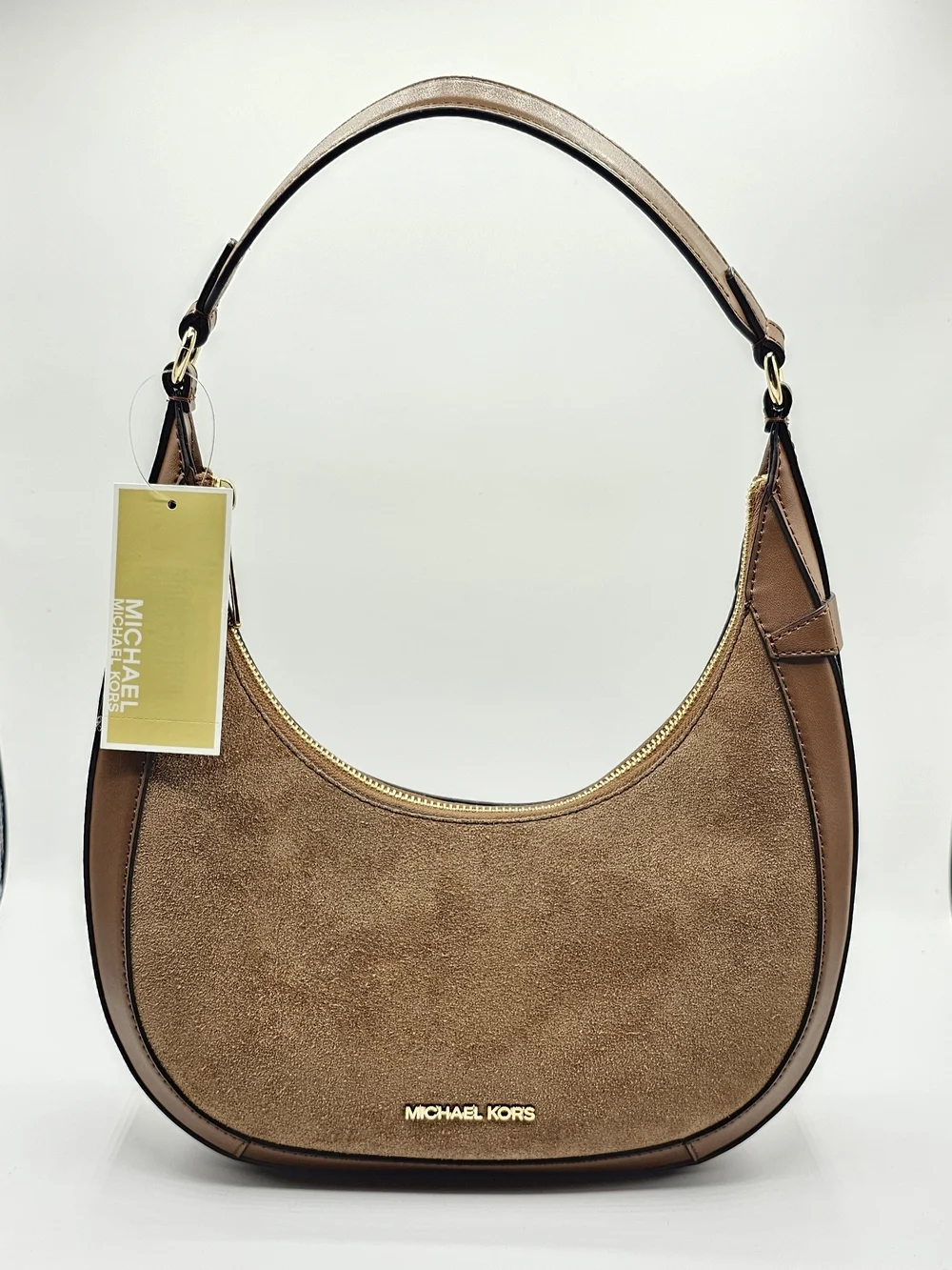 Michael Kors Preston Small Brown Suede Leather Hobo Shoulder Bag NWT